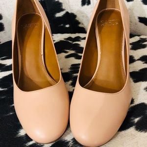 Blush pink nude block heels